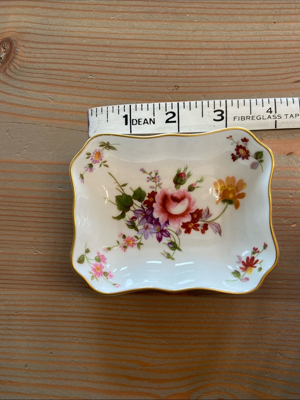 Royal Crown Derby Posies White Porcelain Floral Trinket Dish with Gold Trim